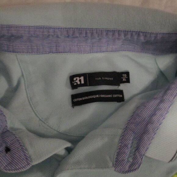 ๐ฅ Light Blue Organic Cotton Polo Shirt - Avocado Patch - Le 31 by Simons (XL) - Picture 2 of 5